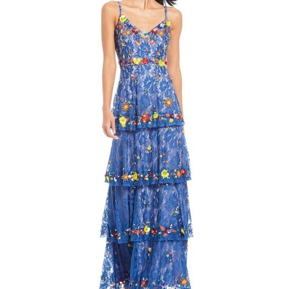 Gianni Bini Tiered Beaded Lace Dress